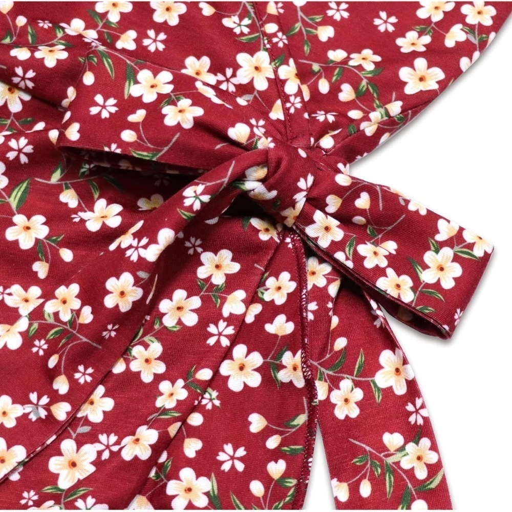 Floral Red Wrap Dress - Picture 4 of 14